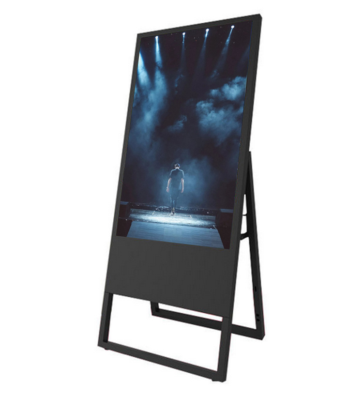 32 Zoll portable ultra dënn LCD Bildschierm Buedem Stand Digital Signage