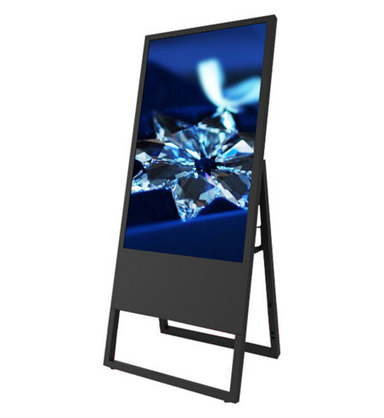Lettore video bf per segnaletica digitale portatile da pavimento pieghevole pubblicitario LCD da 43 pollici