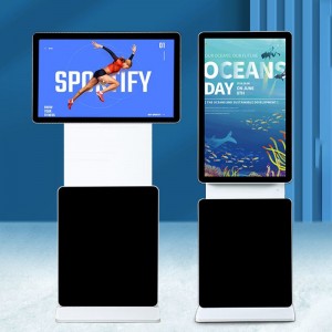 Стоящ на пода дисплей павилион Android рекламен плейър Въртящи се цифрови табели