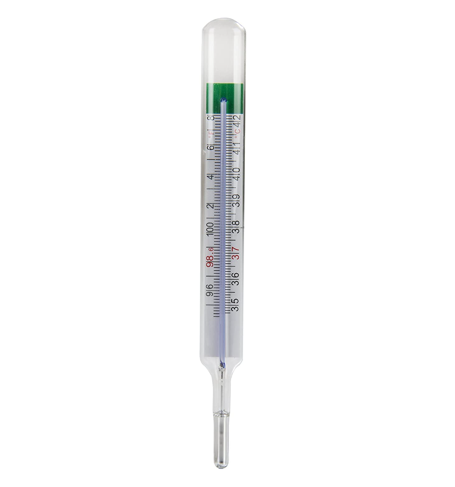 Mercury Free Glass Thermometer for Adults- Armpit Fever