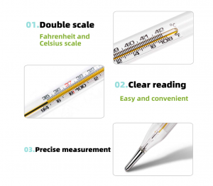 Kvicksilverfri vätska-i-glas Armhåla Rektal Oral termometer