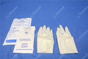 lateksaj pulvoraj gantoj Latex Surgical Gloves