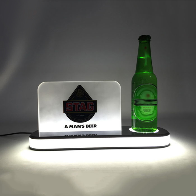 Lighted Acrylic Wine Bottle Display single bottle display with logo