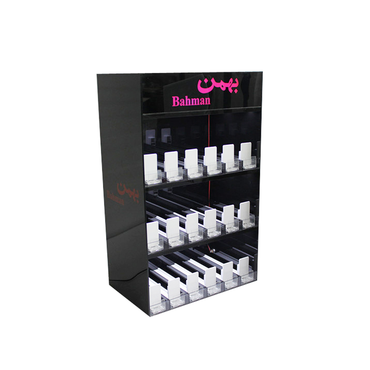 Glowing cigarette display stand with brand logo