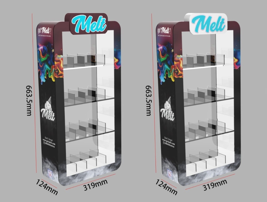 Acrylic e-cigarette cartridge kits e-cigarette kits nicotine products and CBD oil display stand