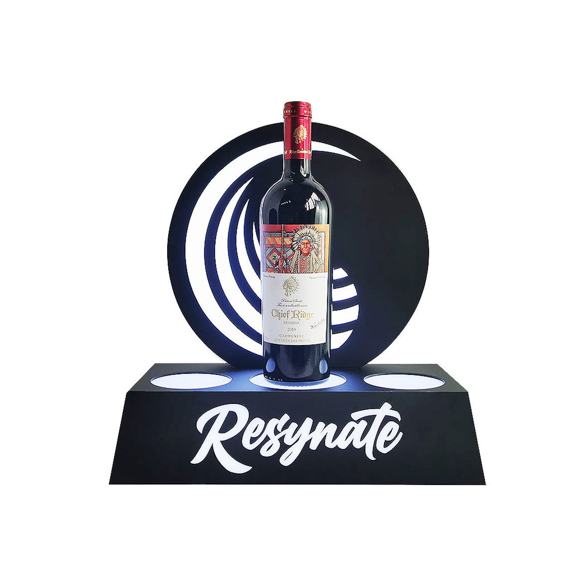 LED luminous wine bottle display stand with glorifier logo