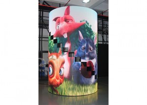 P3 flexible LED screen column video wall for TV station Architectural design