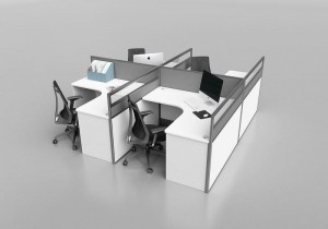 12′W x 12′D x 48H Value Series Complete 4-Person Cluster Office Cubicle wFiles