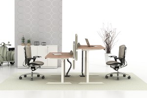 Dalawang apat na Taong Working Office Desk Electric Height Adjustable Desk Workstation