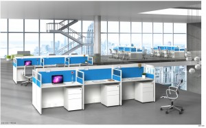 reka bentuk moden berkualiti tinggi rangka meja keluli meja putih atas 6 orang stesen kerja pejabat untuk kakitangan op-5326