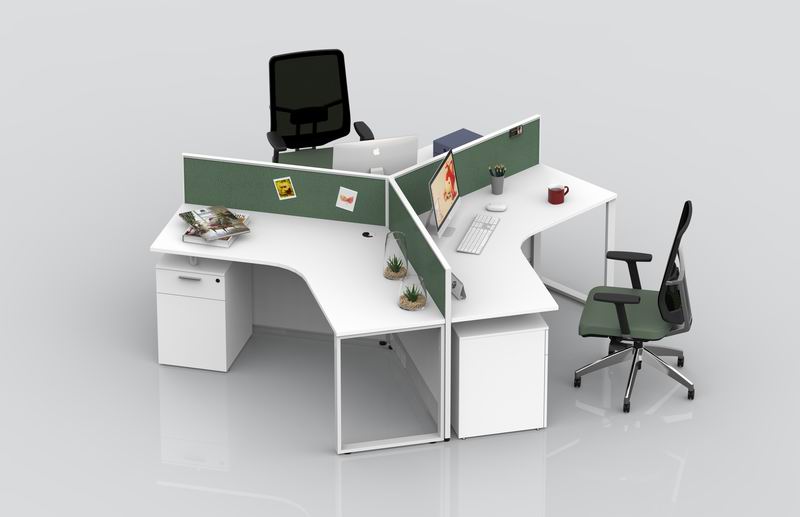 Axle 3 Person Office Workstation - 120 degree Desks (1)