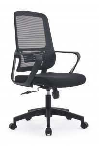 Столица за кућну канцеларију, окретна столица за лумбалну подршку са средњим леђима, рачунарска ергономска мрежаста столица са наслоном за руке