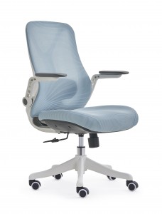 כיסא עבודה רשת אנכית עם זרועות הפוך במושב ובגב רשת אנכית
