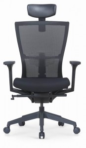 Ергономска радна столица од црне тканине са тапацираним седиштем