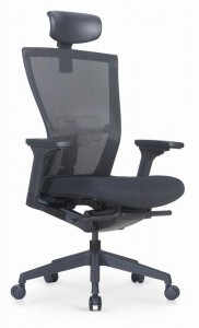 Melna auduma atzveltne Ergonomisks darba krēsls ar polsterētu sēdekli