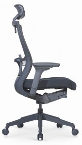 Cadeira de traballo ergonómica con respaldo de tecido negro con asento tapizado