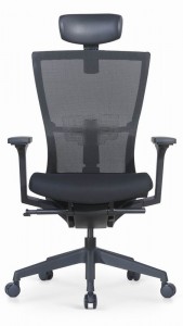 Black Fabric Back Ergonomic Task Chair with Upholstered Seat