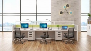 Centro de atención personalizada Mobiliario moderno Mesa Escritorio Aluminio Vidro de madeira Partición de ordenador Estación de traballo Cubículo de oficina