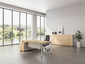 L Shape Dizayn Ofis Meneceri Taxta Masa Mebel CEO İcra Masası Kompüter Masası Saxlama Çekmeceli Ofis Masası