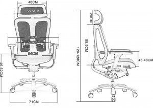 Ergonomischer Bürostuhl mit Lendenwirbelstütze, verstellbarer Kopfstütze