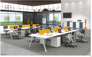 Witte kantoormeubilair personeelstafel modulair werkstation met lade 6 persoons bureaus