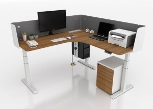 Teljesen állítható magasságú kis irodai L-íróasztal
