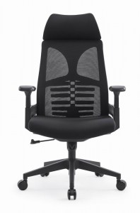 Dizajnová výkonná otočná ergonomická kancelárska stolička s vysokým operadlom a nastaviteľnými ramenami