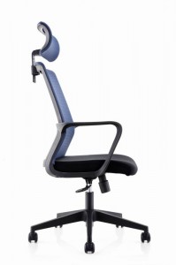 Cadeira de oficina ergonómica e xiratoria executiva de deseño de respaldo alto con brazos