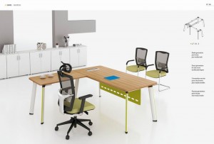 Birou de birou de lux din lemn melaminat, modern, în formă de L, pentru manager