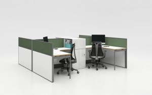 Modernit toimistopöytäkalusteet Melamiinista 4 hengen toimistotyöasemat