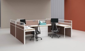 Moderne kontorbordsmøbler Melamin 4-personers kontorarbejdsstationer