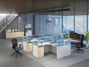 Modern Small Call Center Meja Kantor Workstation Cubicle kanggo 6 Wong