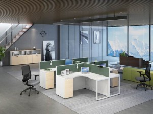 Modern kis Call Center asztali irodai munkaállomás 6 személyes fülke