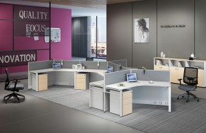 Современный небольшой офисный рабочий стол для колл-центра на 6 человек