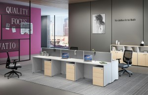 Modern Leutik Call Center Meja Kantor Workstation Cubicle pikeun 6 jalma