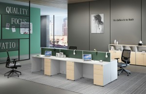 Moderní malá kancelářská pracovní stanice pro call centrum pro 6 osob