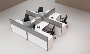 Rapid Screen 4 Person Workstation Gray Screen White Top