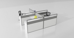 TrendSpaces Value Cubicle Series - 4 Person L-Shaped Cubicle