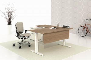 Two four Person Working Office Desk  Electric Height Adjustable Desk Workstation