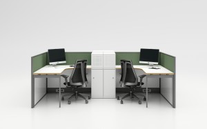Moderna kontorsbordsmöbler Melamin 4-personers kontorsarbetsstationer