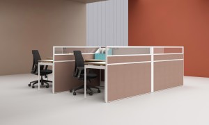 Moderne kontorbordmøbler Melamin 4-personers kontorarbeidsstasjoner