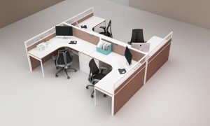 Sodobno pisarniško pohištvo za pisarniške mize iz melamina, pisarniške delovne postaje za 4 osebe