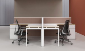 Modern Büro Desk Miwwelen Melamine 4 Persoun Büro Aarbechtsstatiounen