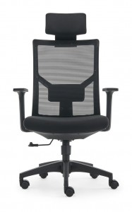 Hoë rug lumbale ondersteuning ergonomiese rekenaar gaas stoel gemak draaibaar uitvoerende bestuurder kantoor stoele OC-4852
