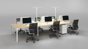 Superior Laminate 4 Person Height Adjustable Ergonomic Sit To Stand Workstation
