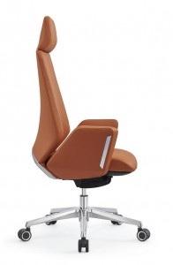 ဖက်ရှင်မီးခိုးရောင် အမှုဆောင်ထိုင်ခုံရှိ Chrome Classic Padded Leather Office Chair