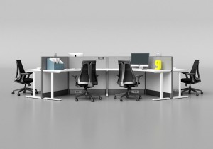 Estação de trabalho colaborativa personalizada Groove para pequenos escritórios
