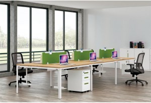 Прості офісні меблі з меламіну в модному стилі, робоча станція персоналу на 6 осіб