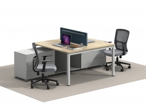 Square Leg 2 Person Office Workstations metal leg desk