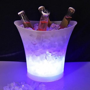 دلو الثلج المخصص بقيادة دلو الشمبانيا البلاستيكية RGB